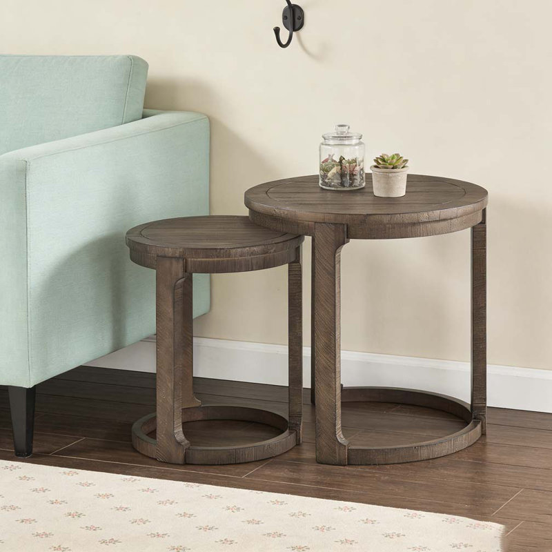 Ensemble de tables rondes 24 "2PCS, Marron foncé