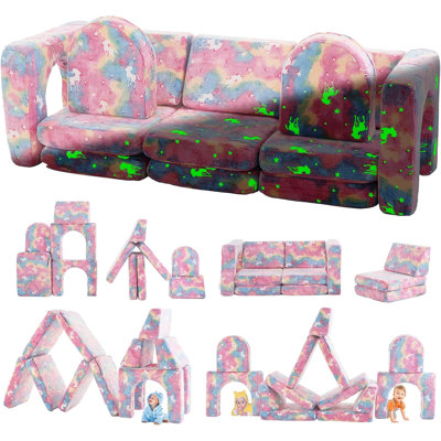 Canapé Chesterle Kids Play, canapé modulaire multifonctionnel 12 en 1 pour jouer, créer et dormir