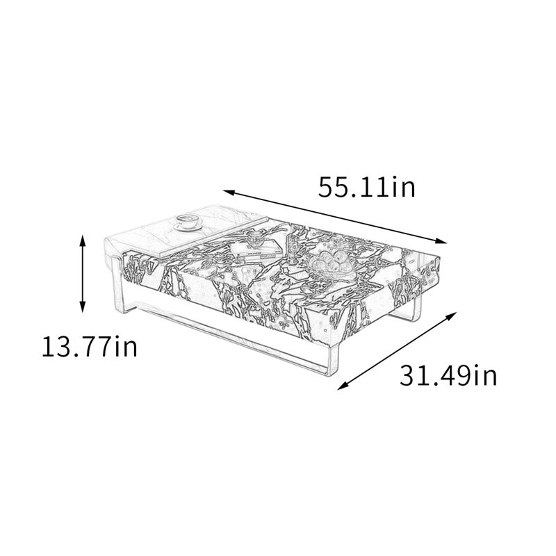 Table basse moderne avec pieds en métal, Noir / blanc, H 13,77 po x L 55,11 po x l 31,49 po