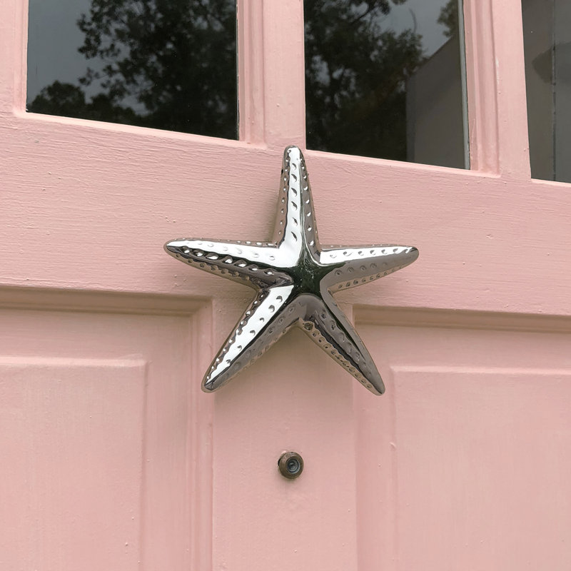 Heurtoir de porte étoile de mer, Argent nickel, 7 po x 6,5 po x 2 po