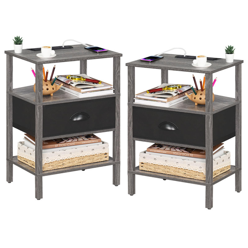 Casabonne End Table Set with Storage and Built-In Outlets