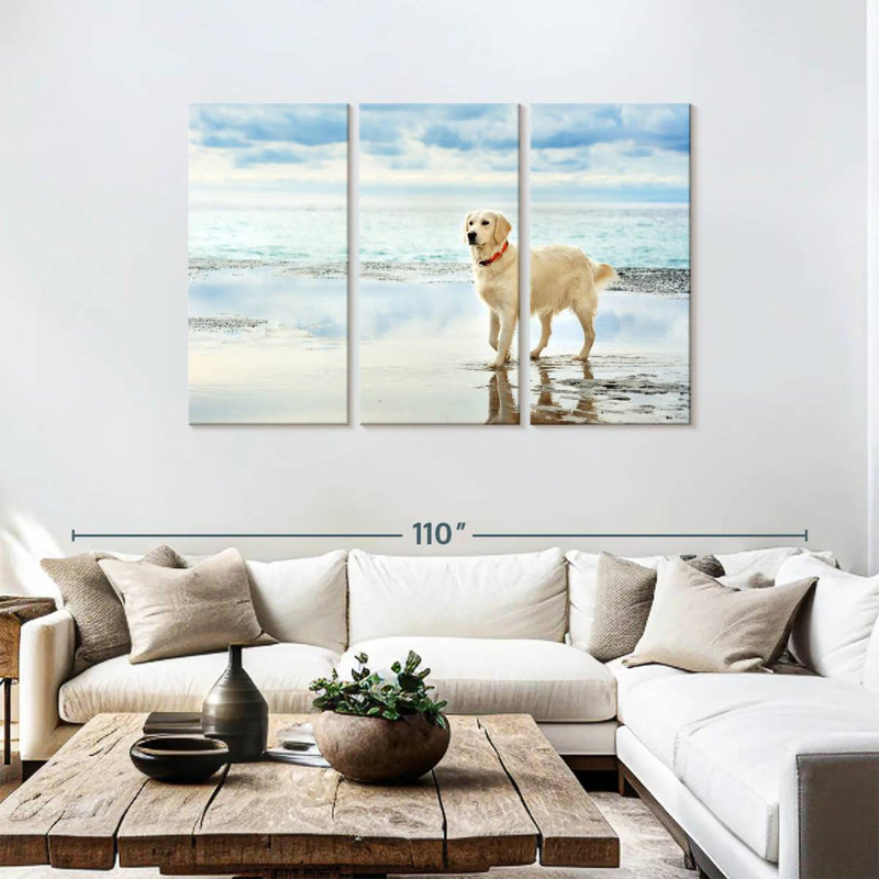 Seafront Golden Retriever, 48" H x 74" W