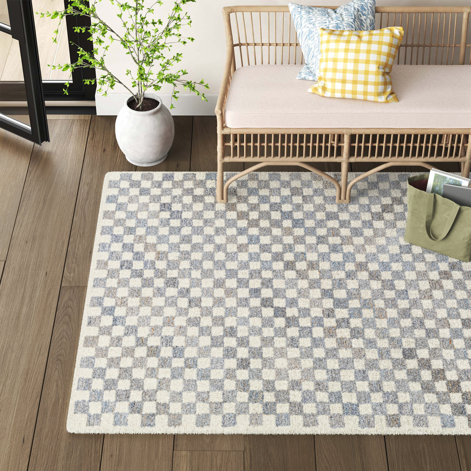 Mariner Hand-Tufted Checkered Rug, Rectangle 5' x 7'6"
