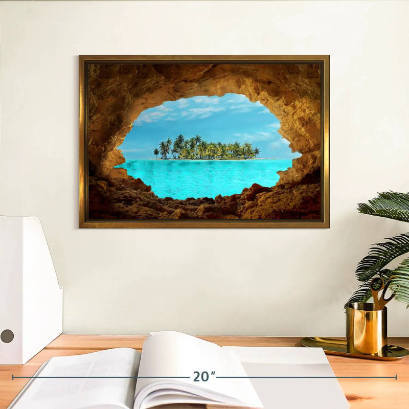 Île secrète, Cadre flottant doré, 13 po x 9 po