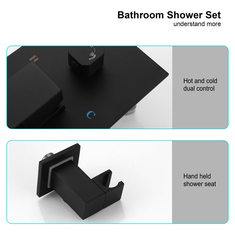 10 Inch Shower Head Bathroom Luxury Rain Mixer Shower Complete Combo Set Wall Mounted, Matte Black