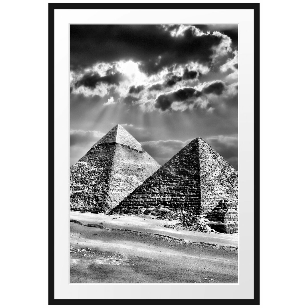 Gerahmtes Poster Pyramiden von Gizeh im Sonnenlicht