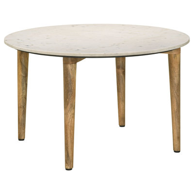 Leska White And Natural Round Marble Top Coffee Table