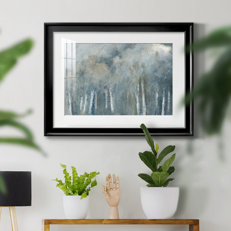Birch Solitude - peinture encadrée, H 22,5 po x l 30,5 po x P 1,5 po, Cadre noir