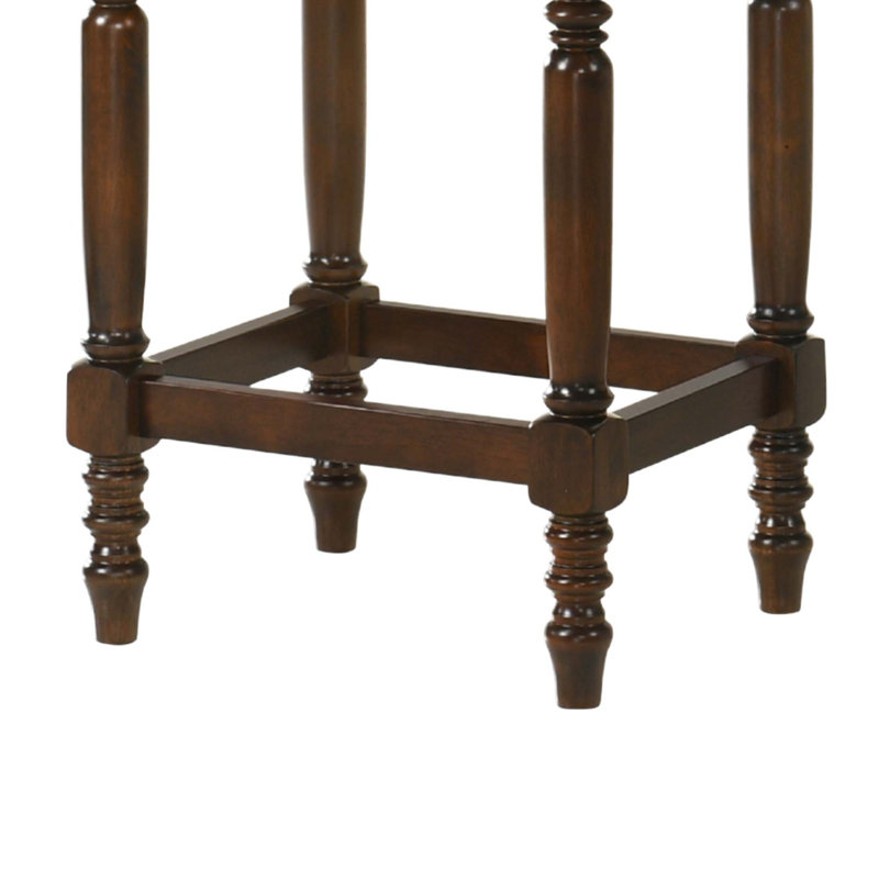 Ensemble de 2 tabourets de comptoir en bois massif de style campagnard rembourrés avec pieds tournés, Brun, Vert