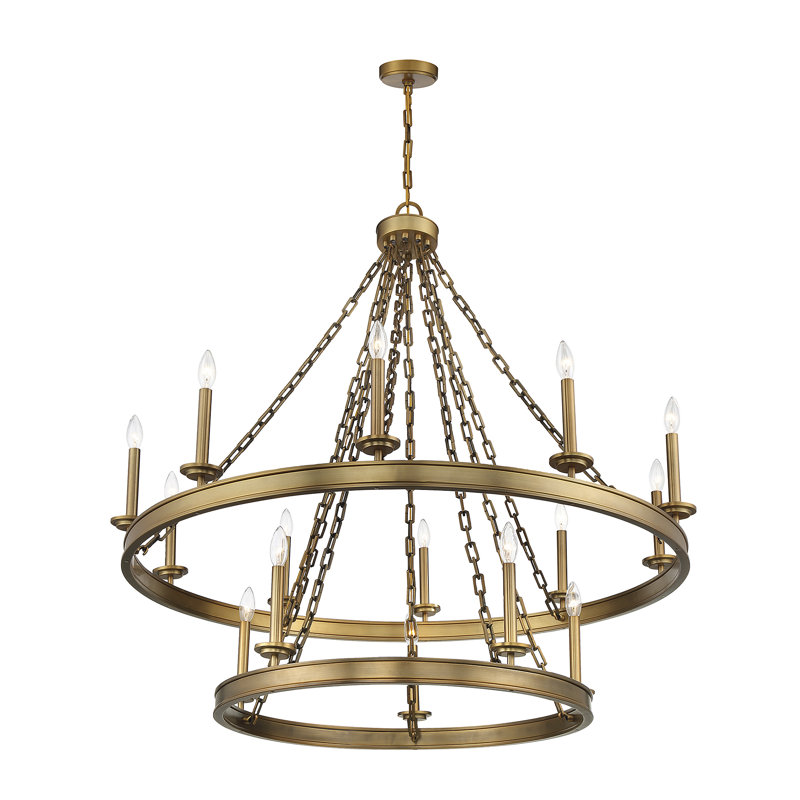 Hanae 15 - Light Dimmable Tiered Chandelier, Warm Brass