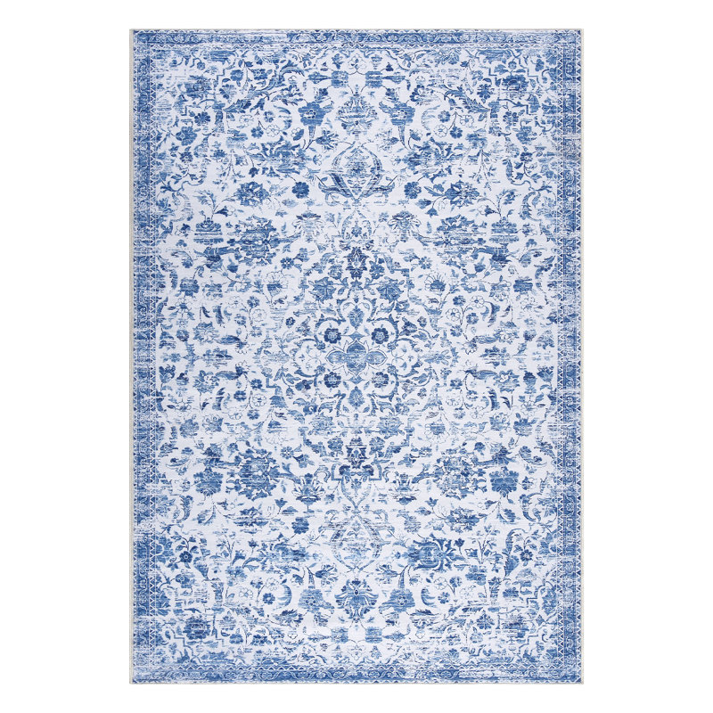Vintage Floral Area Rug Boho Distressed Area Rugs for Living Room Machine Washable Bedroom Rugs Soft Low Pile Floor Cover Non Slip Non-Shedding Indoor Carpet