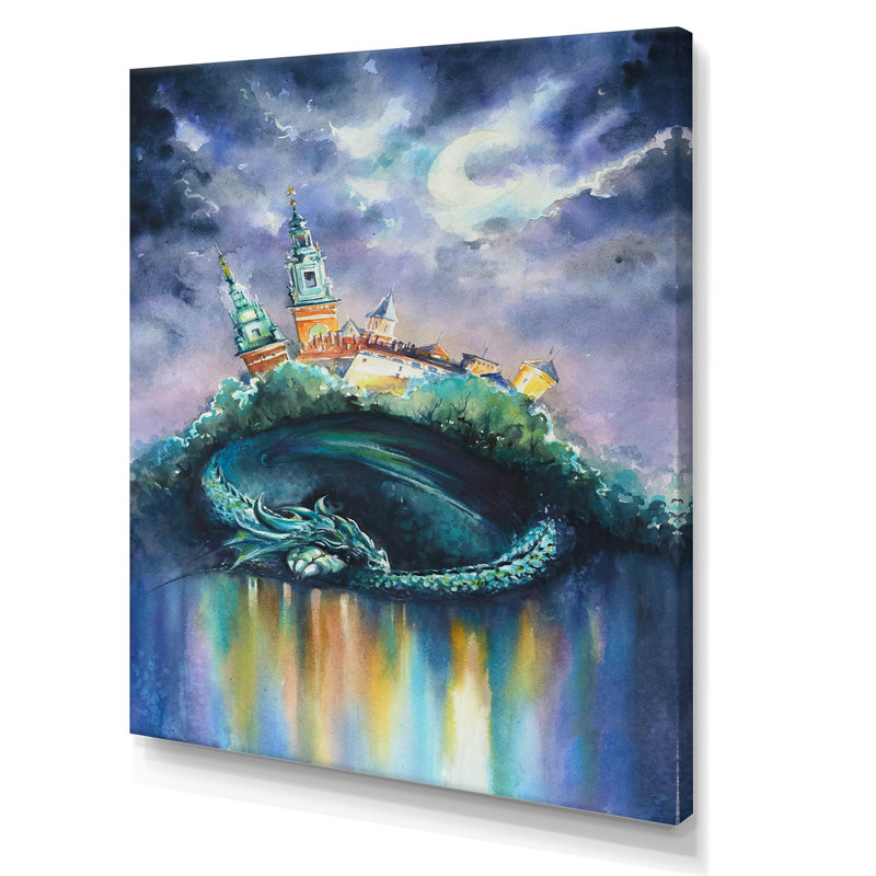 Fantasy City, art mural pour enfants, H 40 po x l 30 po x P 1,5 po, Toile tendue