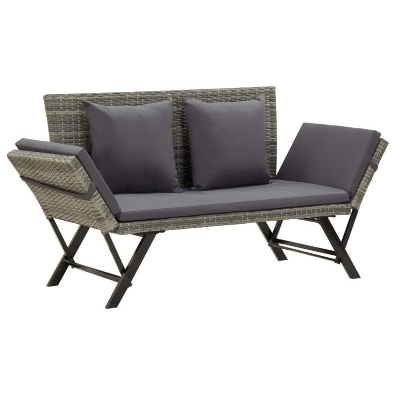 Eltje Steel Garden Bench, Gray