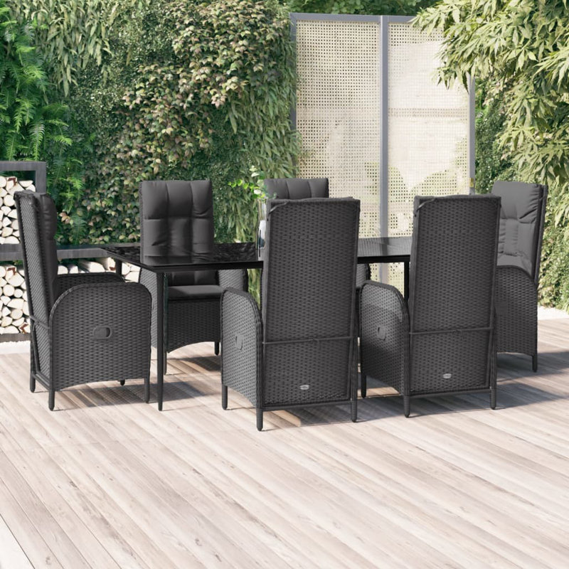 Ensemble repas d'extérieur Takeisha, Noir, 6, H 29,1 po x l 27,6 po x L 55,1 po