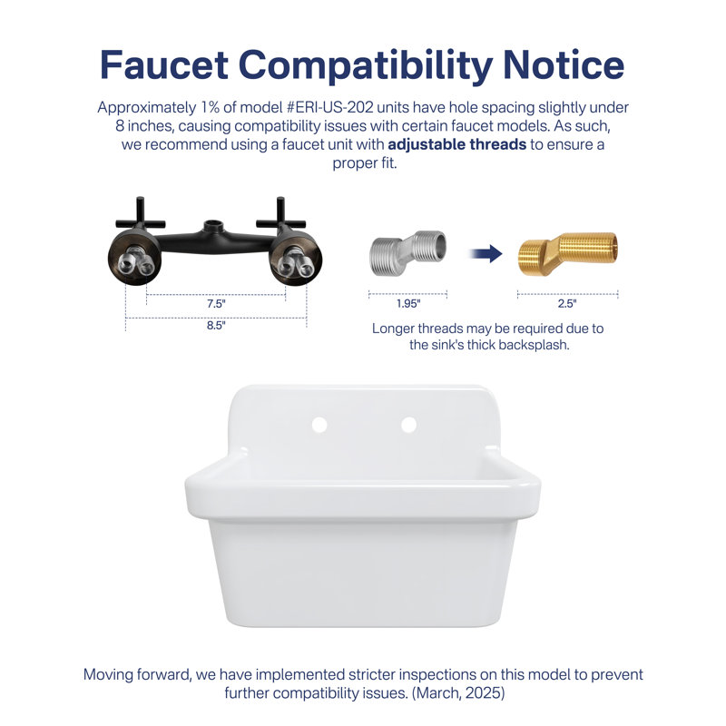 Mason 24" x 19" High-Back Farmhouse Laundry Sink, Vitreous China Wall-Mount Utility Sink