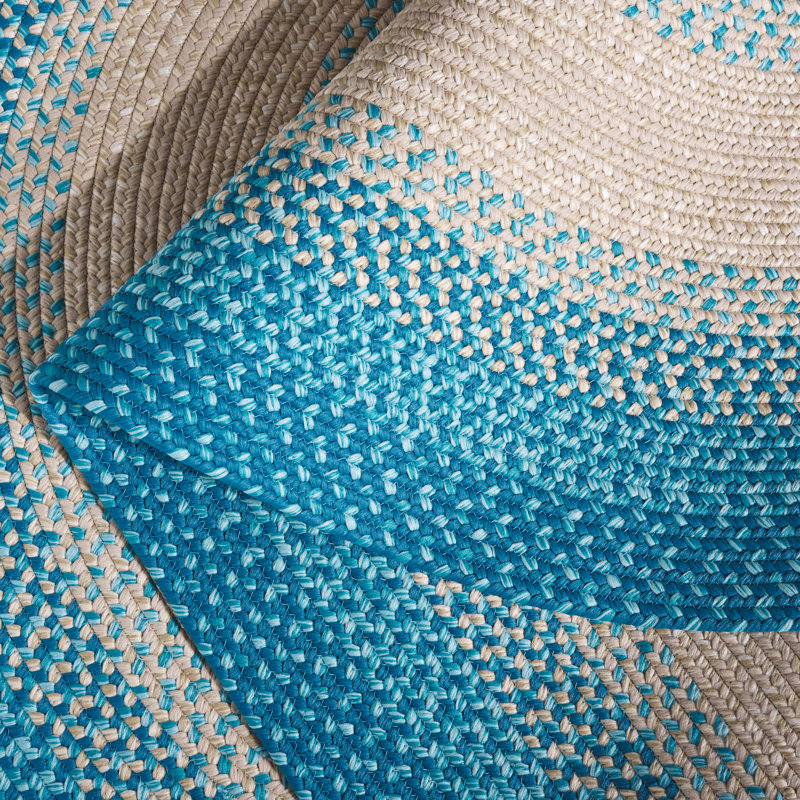 Clickett Hand Woven Performance Machine Washable Performance Striped Indoor/Outdoor Area Rug, Oval 5' x 8'
