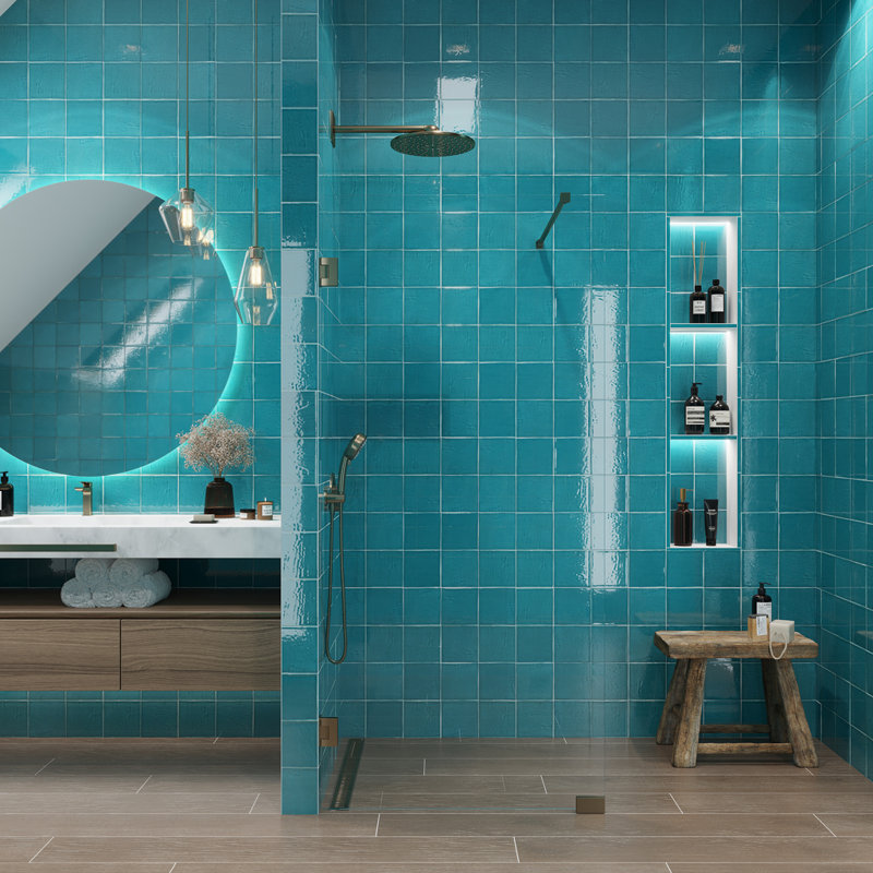 Terralis 6 x 6 po Carreau de mur et de plancher carré en porcelaine brillante (paquet de 4,65 pieds carrés) - paquet de 19
