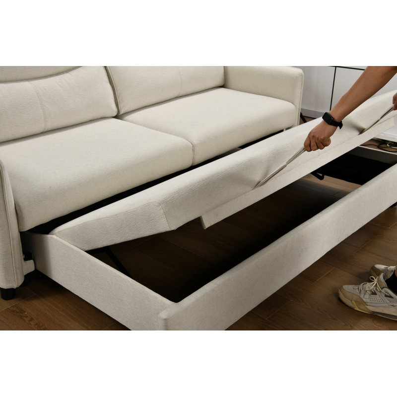 Canapé-lit ferme avec accoudoirs convertibles 3 en 1, Tissu noir, H 38 po x l 87 po x P 40,5 po