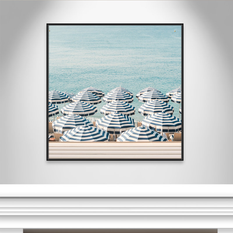 Parasols de plage rayés - version carrée imprimé par , Cadre flottant noir, 41.5' W x 41.5' H