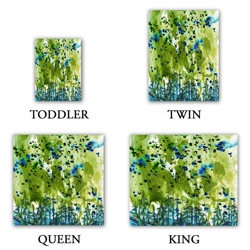  Ensemble de housse de couette Julia Di Sano Were Better, 1 housse de couette grand + 2 taies standards, Vert / Bleu / Blanc