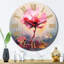 Coral Elegance Single Pink Rose Blossoming Metal Wall Clock-93380415