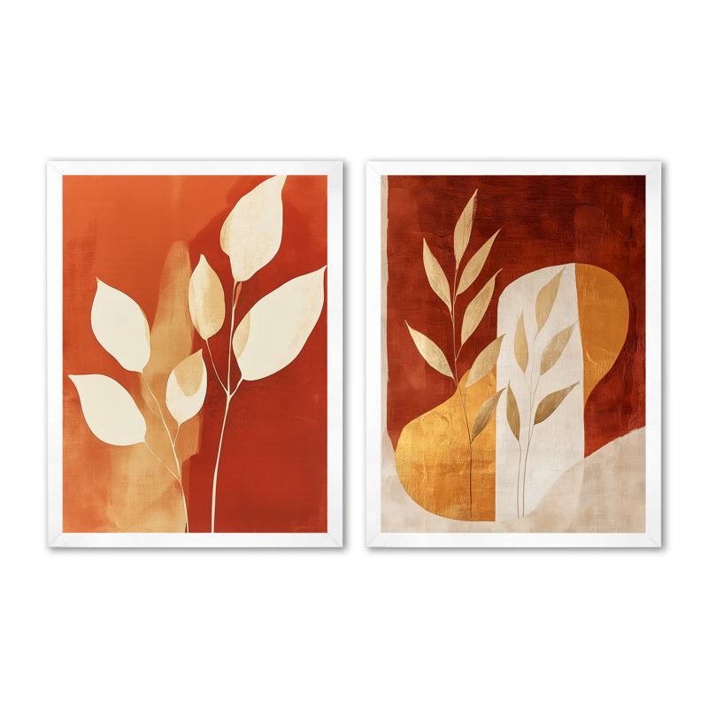 Formes en terre cuite dans l'ombre I - Ensemble de 2 impressions sur toile encadrées aux formes abstraites, 32" H x 48" W