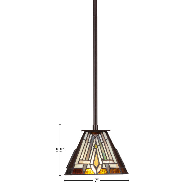 Apollo Stem Hung Mini Pendant Shown In Dark Granite Finish With 7" Square Tahoe Art Glass