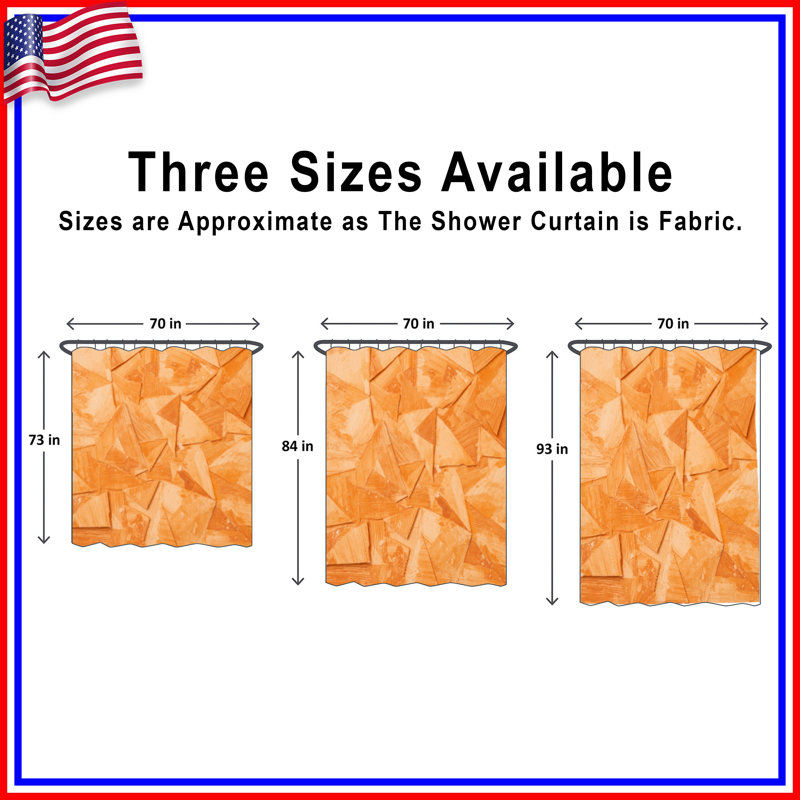 Rideaux de douche orange à motif géométrique abstrait extra long, 70 po l x 72 po H