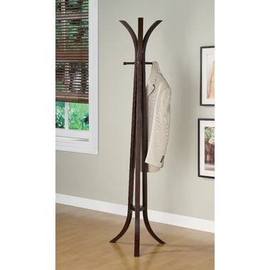 Monarch Specialties Cappuccino Contemporary Solid Wood Coat Rack