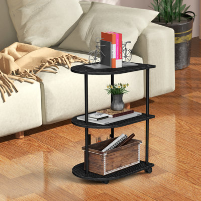 Table d'appoint noire semi-circulaire avec roulettes