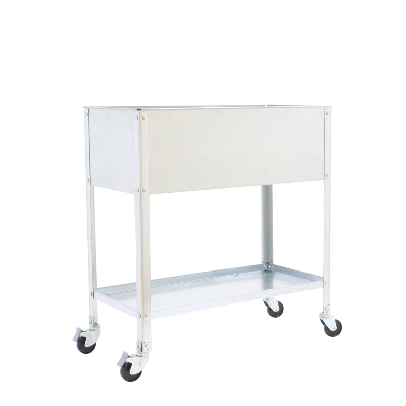 Metal Potting Bench, 92.5cm H x 120cm W x 60cm D, Light Grey/White
