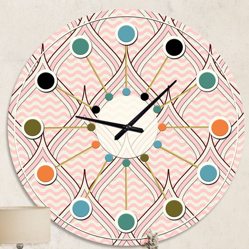 Ornement rétro avec éléments décoratifs - horloge murale moderne Mid-Century, Moyenne
