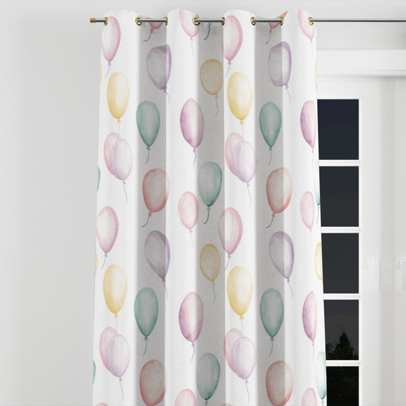 Kids Sky Curtains - Celebration Badia Grommet Curtain - 1 Panel, 52" W x 95" L, Gold Grommets
