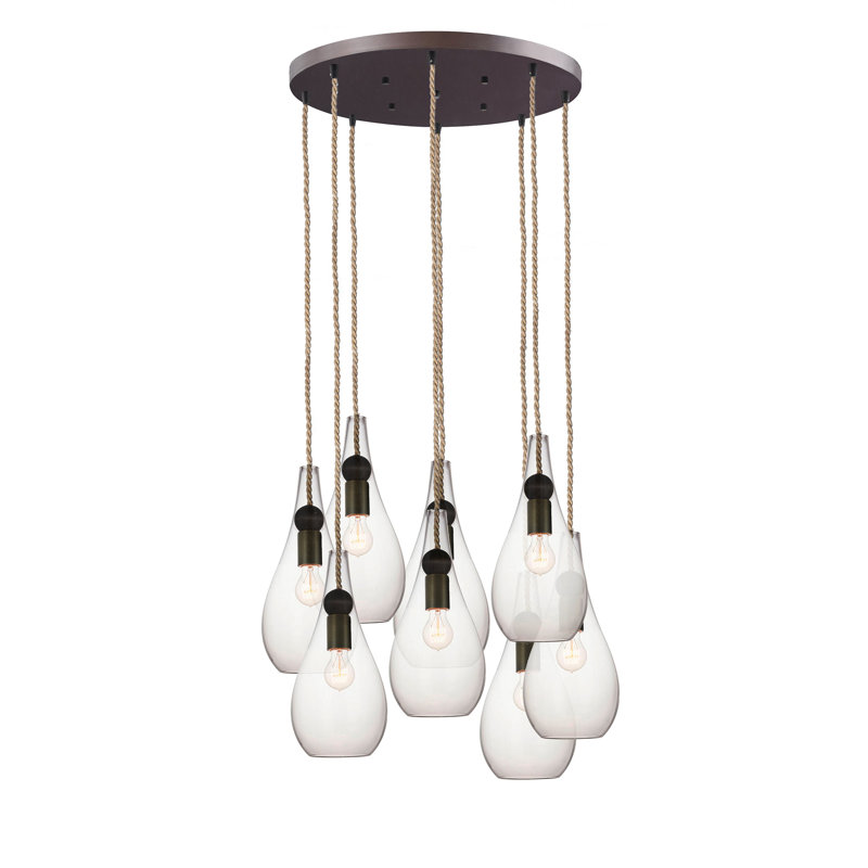 Earth 8 - Light Chandelier, Brass, 24" H x 18" W x 18" D, LED