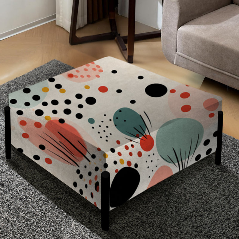 Motif d'influence marocaine à pois - Grand repose-pieds carré à pois