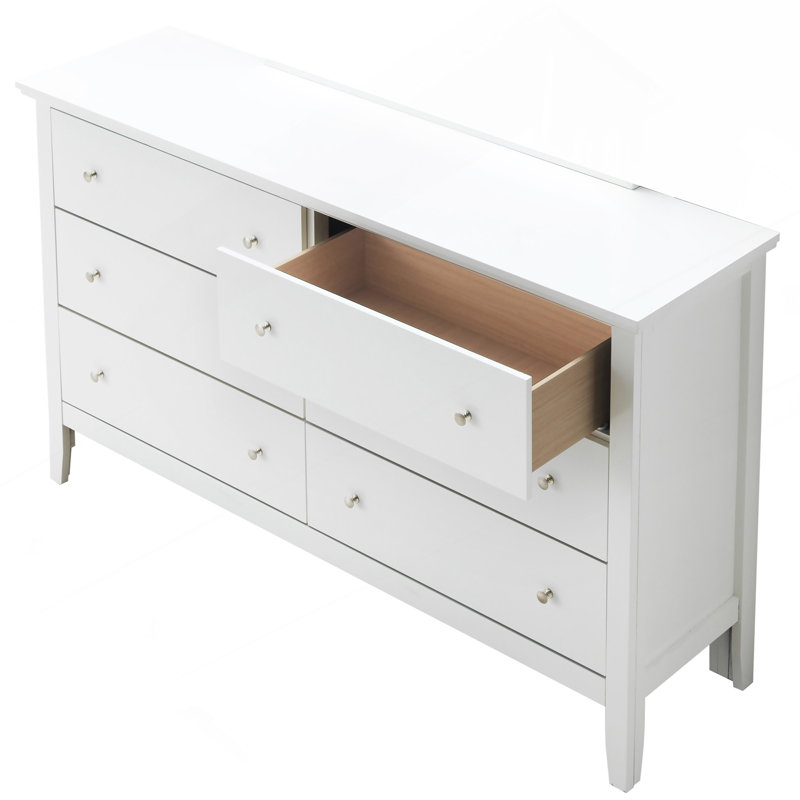 Commode avec 6 tiroirs pour la chambre à coucher, White