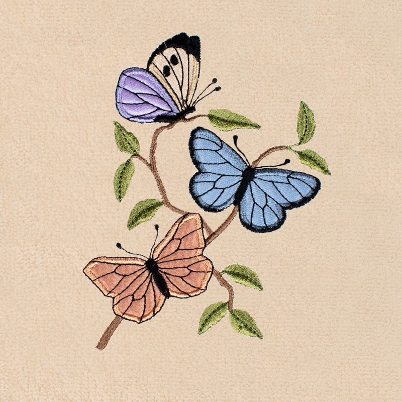  Spring Butterflies Turkish Cotton Hand Towel, Sand