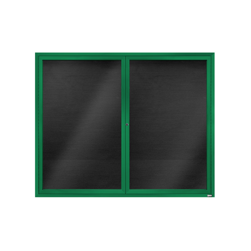 Tableau d'affichage mural fermé pour armoire d'annuaire, Vert thermolaqué, Deux, H 48 po x l 60 po