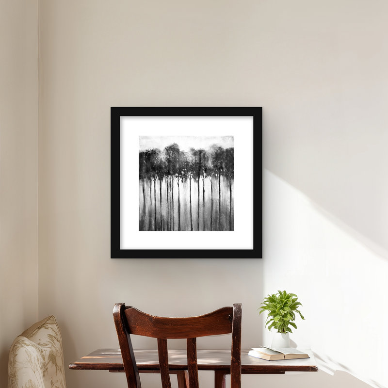 Abstrait forêt noir et blanc - imprimé monochrome gris