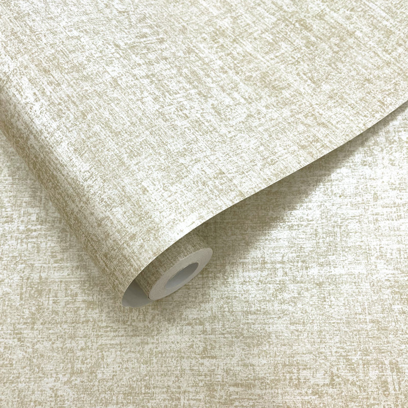 10.05cm x 53cm Metallic Finish Wallpaper Roll, Cream