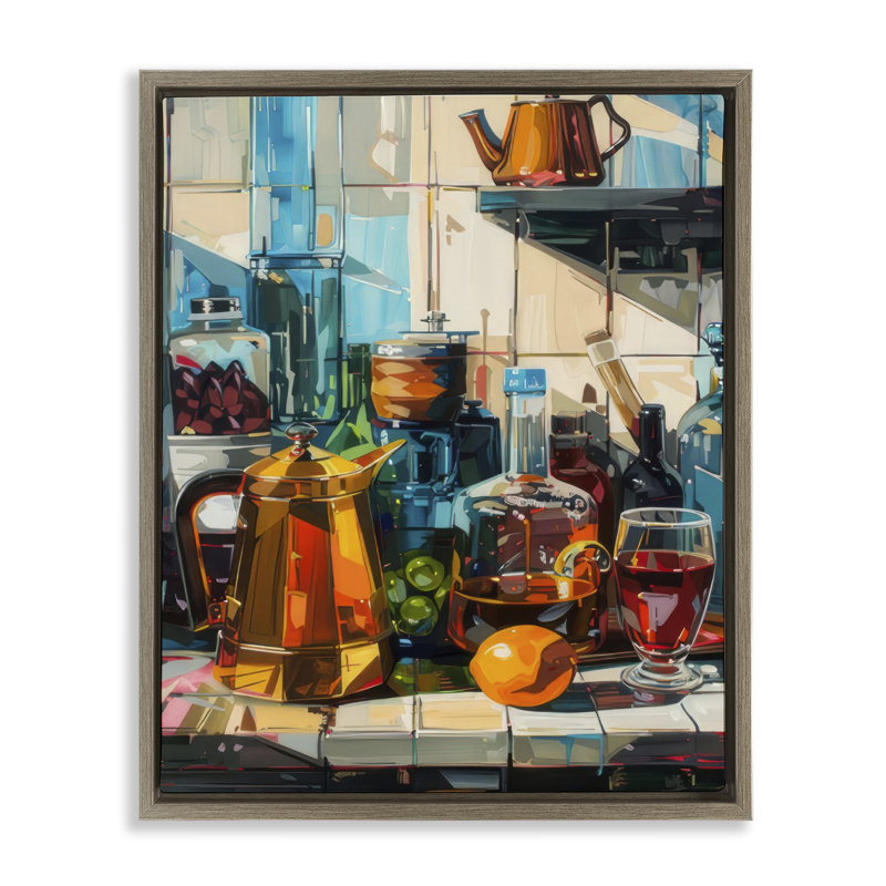  Kitchen Counter Cocktails Canvas Wall Art by LSR Design Studio, Cadre flottant orme Montalcino, H 31 po x l 25 po