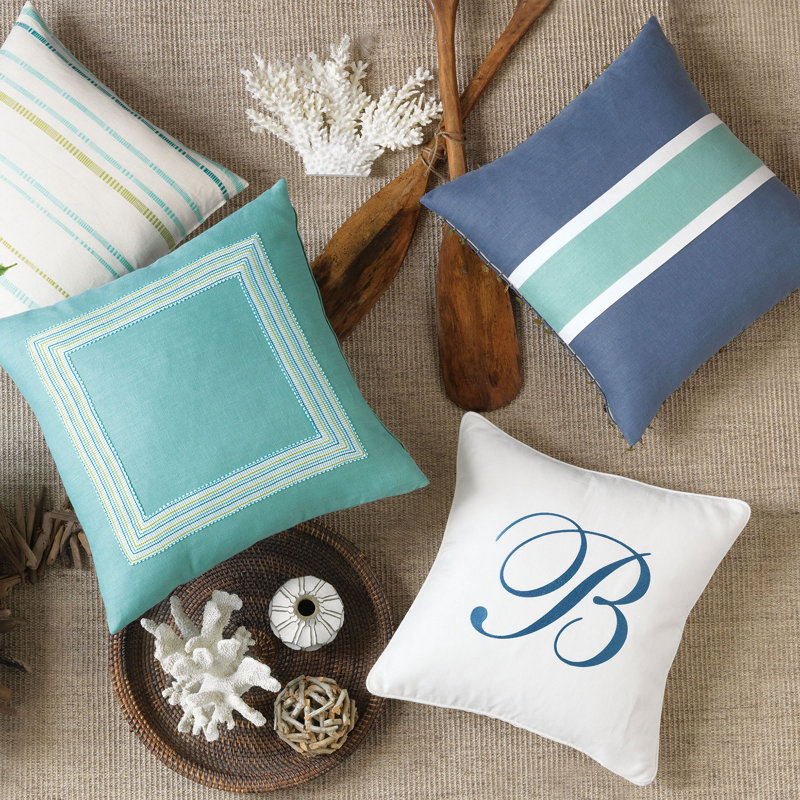 Azul Linen Square Pillow Cover & Insert, Faux Down