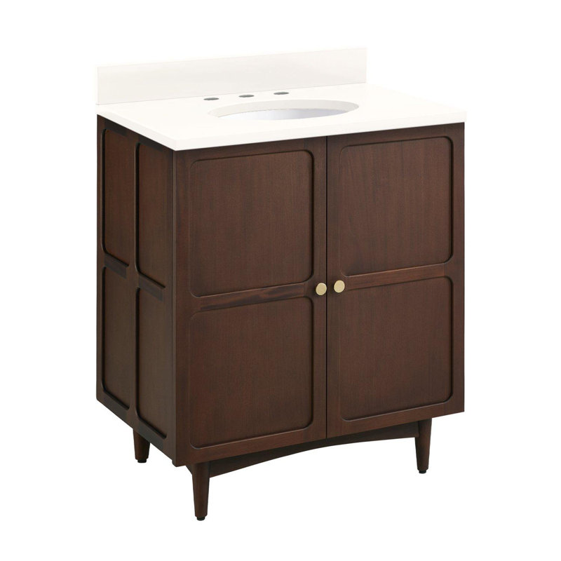 30" Delavan Vanity With Undermount Sink, Arctic White Quartz, 8" Widespread