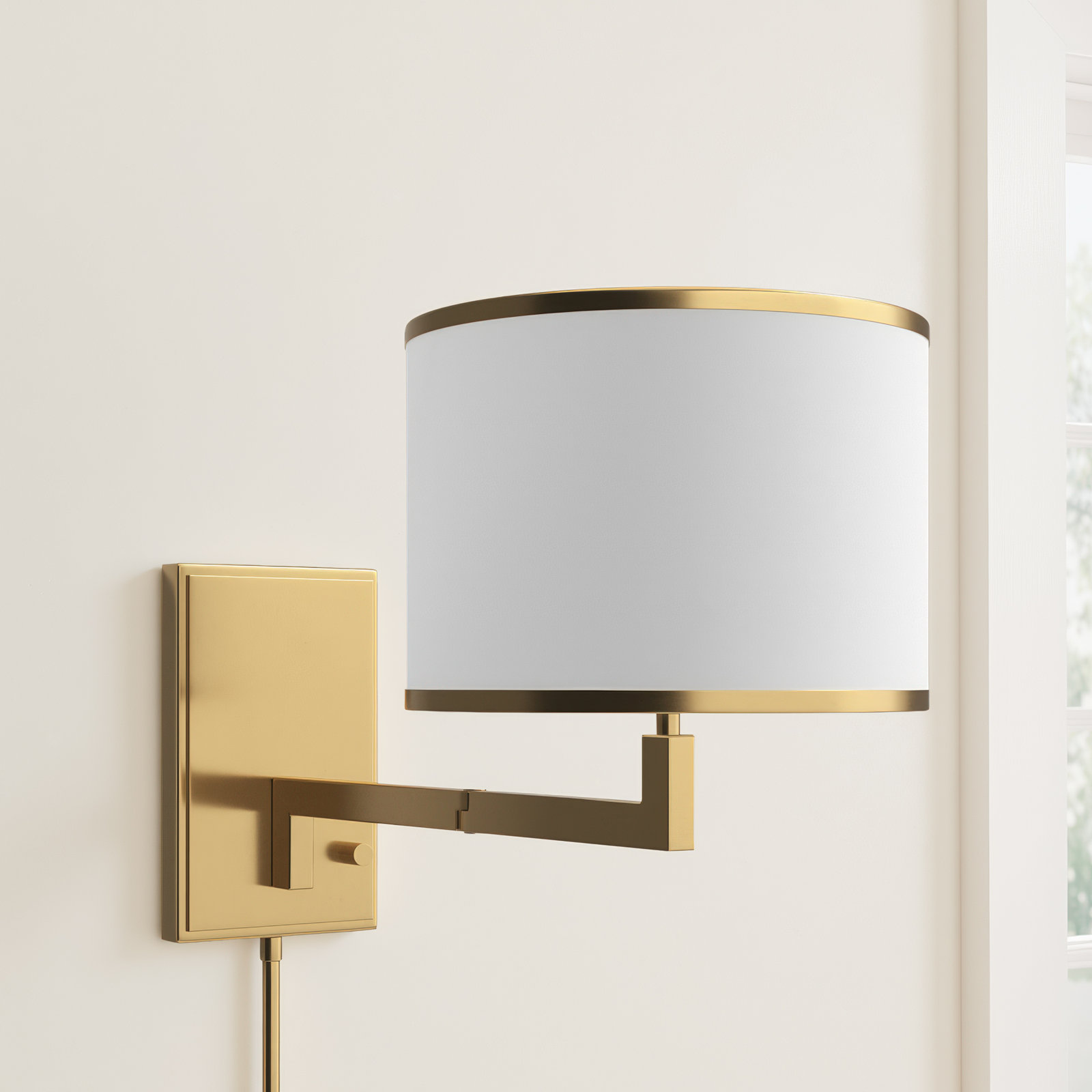 Cobblefield Single Light Dimmable Swing Arm Sconce, Aged Brass