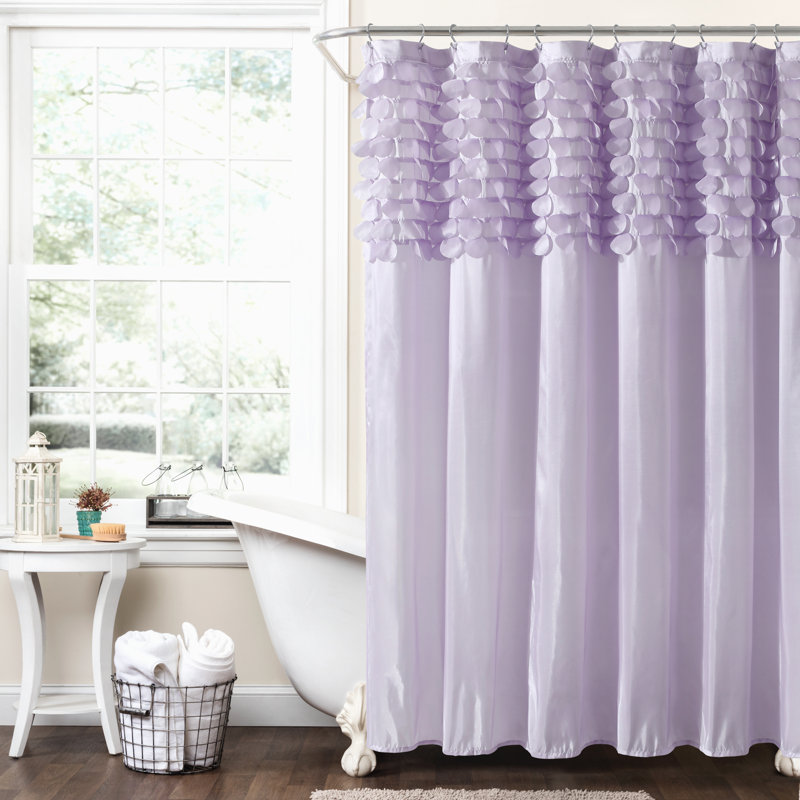 Lilac Fabric Shower Curtain with 3D Laser Cut Circles