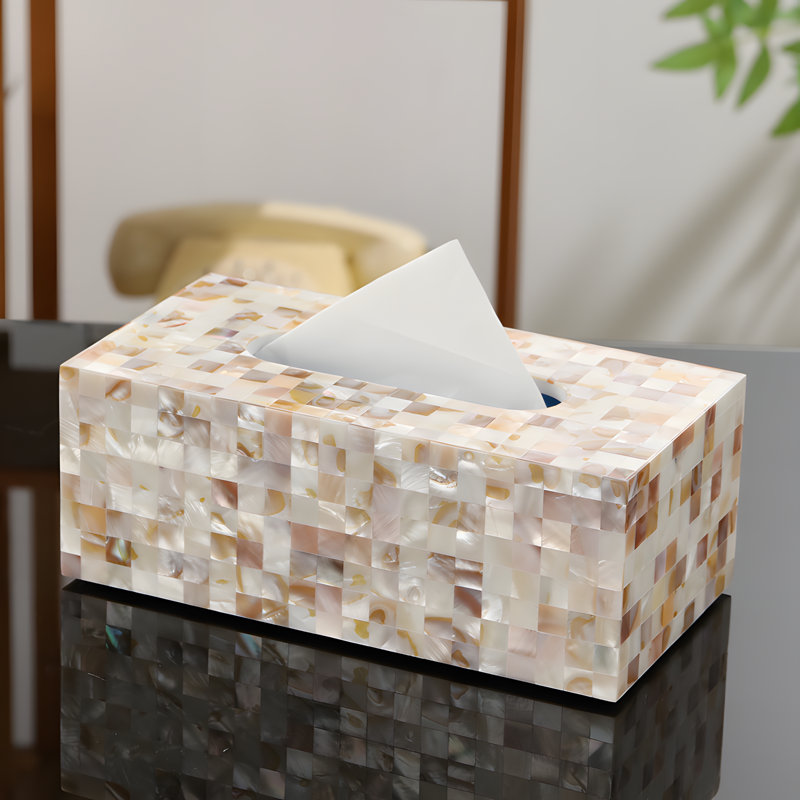 Porte-boîte à mouchoirs coquillage de luxe imperméable pour salon et table à manger - Décoration intérieure élégante