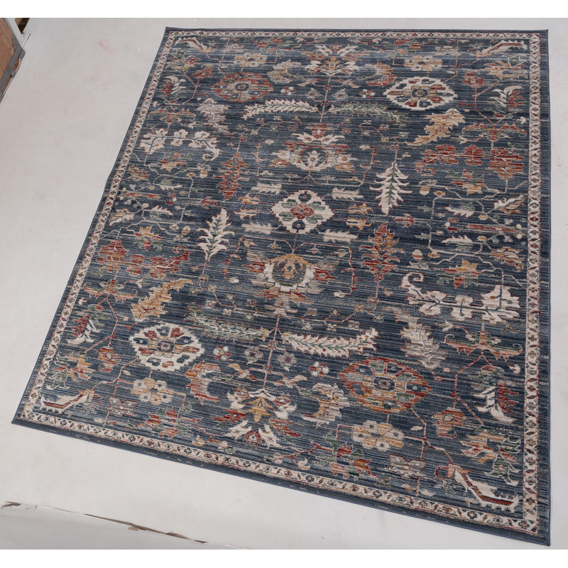 Oriental Machine-Made Blue Area Rug, Rectangle 5'3" x 8'
