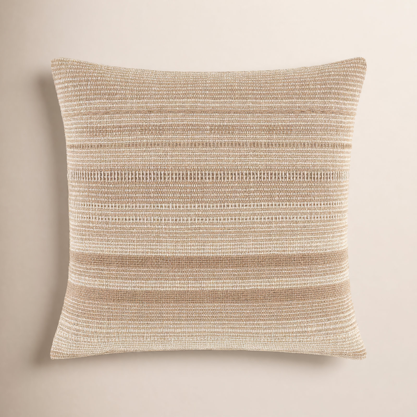 Dalton  Accent Pillow Cover & Insert, Pillow Cover Only - No Insert, Tan/Beige, Square 22"