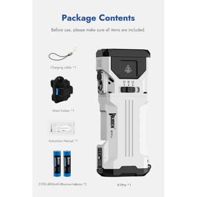 Lampe de poche Wuben X1pro 12300 Lumens