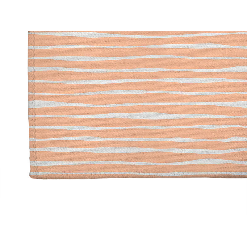 Tapis de cuisine Spine Colonne, Pêche, Rectangulaire 2 pi x 3 pi, Large Striped